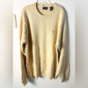 IZOD Knit Sweater Men’s XL Yellow Grandpacore Grandpa Fisherman Window Panes VTG
